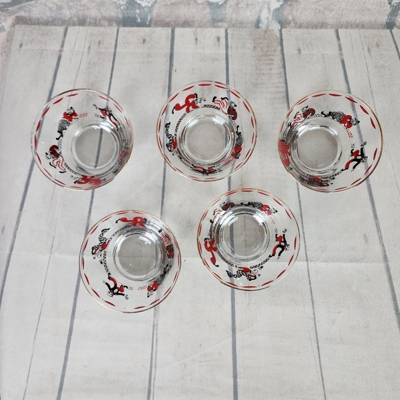 Vintage Mid Century Libby Fruit Bowls Clowns Gold Rimmed Set of 5 - Picture 12 of 16